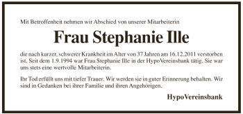 Traueranzeige von Stephanie Ille von Pegnitz-Zeitung